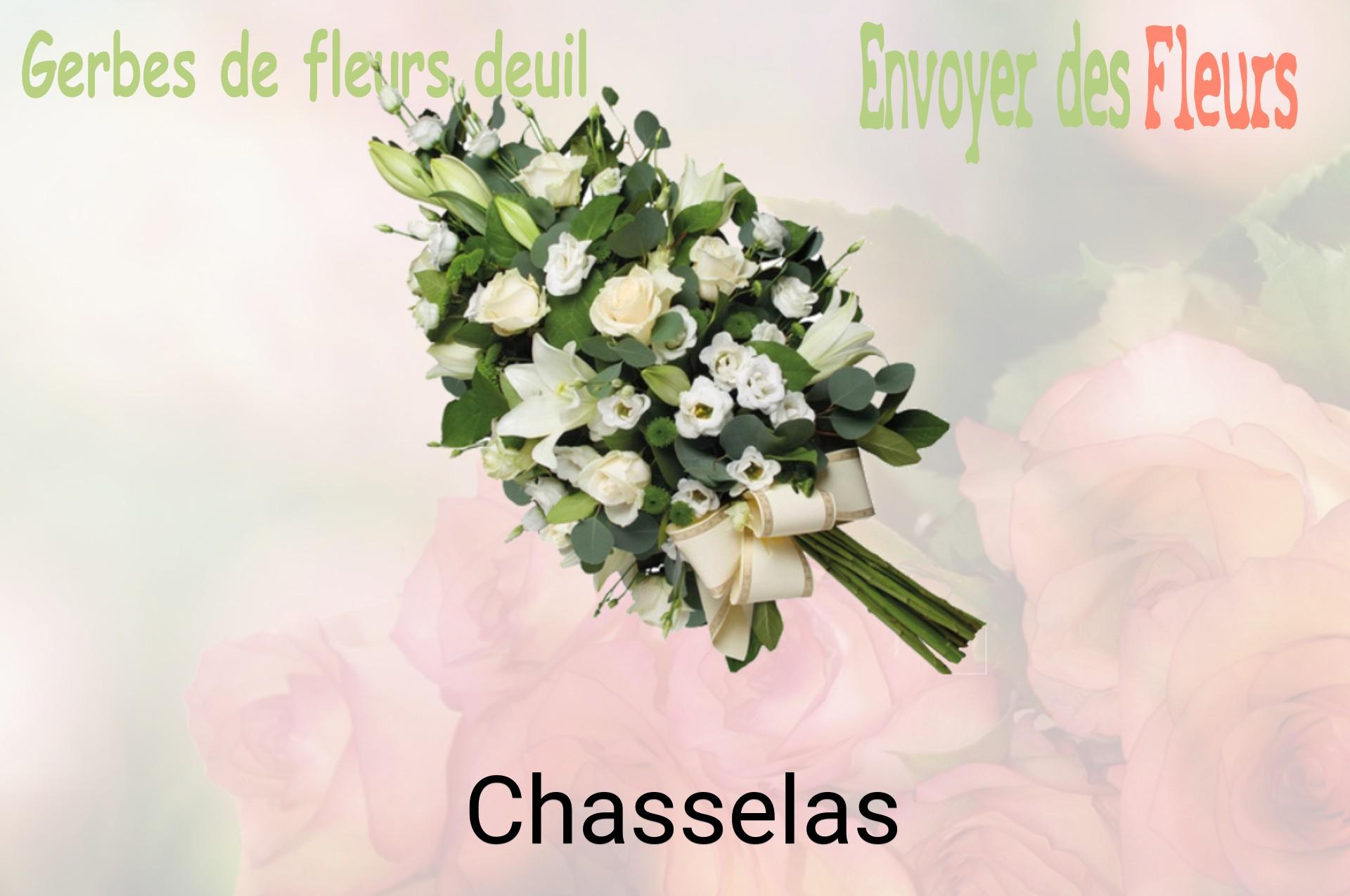 Gerbe de fleurs de deuil livrée à Chasselas